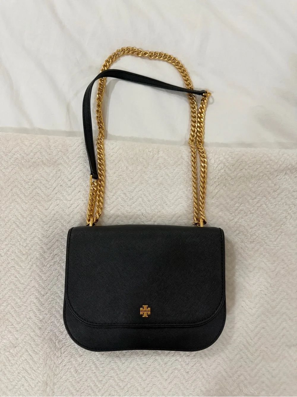 Tory Burch Emerson Flap Adjustable Shoulder Bag BLACK